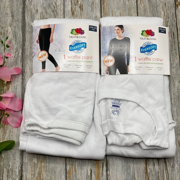 Fruit Of The Loom Women's Eversoft Waffle Thermal Lounge 2-Piece Set Size XXXL - Picture 1 of 13